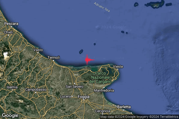 Lieve Terremoto M2.1 epicentro Costa Garganica (Foggia) alle 19:47:59 (17:47:59 UTC)