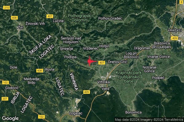 Lieve Terremoto M2.0 epicentro Slovenia (SLOVENIA) alle 21:09:16 (19:09:16 UTC)