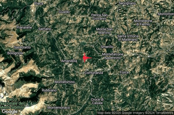 Lieve Terremoto M2.1 epicentro 3 km NW Comunanza (AP) alle 08:49:02 (06:49:02 UTC)