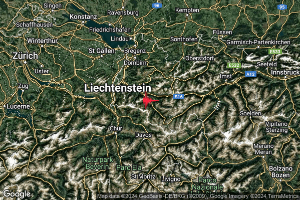 Debole Terremoto M2.5 epicentro Confine Austria-Svizzera (AUSTRIA SVIZZERA) alle 07:11:01 (05:11:01 UTC)