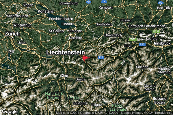 Leggero Terremoto M3.0 epicentro Confine Austria-Svizzera (AUSTRIA SVIZZERA) alle 03:15:44 (01:15:44 UTC)