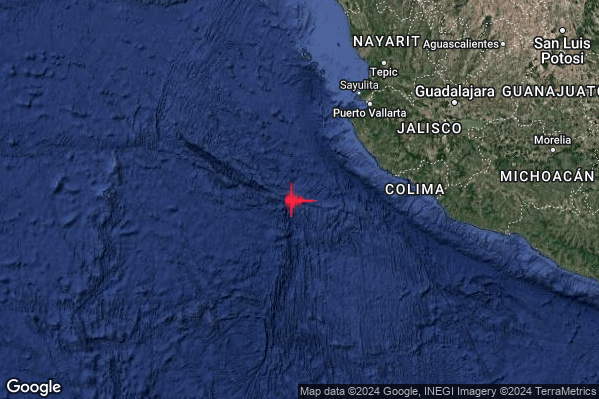 Violento Terremoto M6.0 epicentro Off coast of Jalisco Mexico [Sea: Mexico] alle 21:41:02 (19:41:02 UTC)