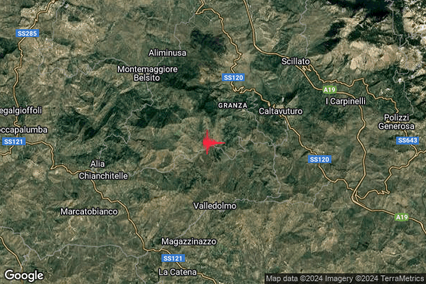 Lieve Terremoto M2.0 epicentro 4 km SW Sclafani Bagni (PA) alle 22:52:34 (20:52:34 UTC)