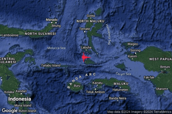 Violento Terremoto M5.9 epicentro Halmahera Indonesia [Sea: Indonesia] alle 05:24:18 (03:24:18 UTC)