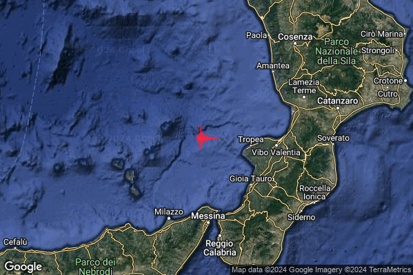 Debole Terremoto M2.3 epicentro Tirreno Meridionale (MARE) alle 06:13:33 (04:13:33 UTC)