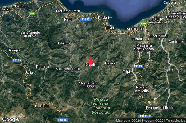 Lieve Terremoto M2.0 epicentro 3 km W Basico (ME) alle 23:35:02 (21:35:02 UTC)