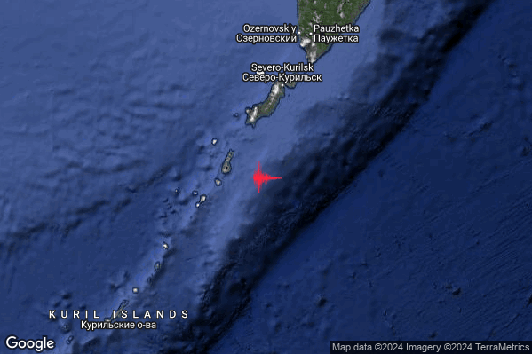 Violento Terremoto M6.3 epicentro Kuril Islands Russia [Sea: Russia] alle 16:38:02 (14:38:02 UTC)