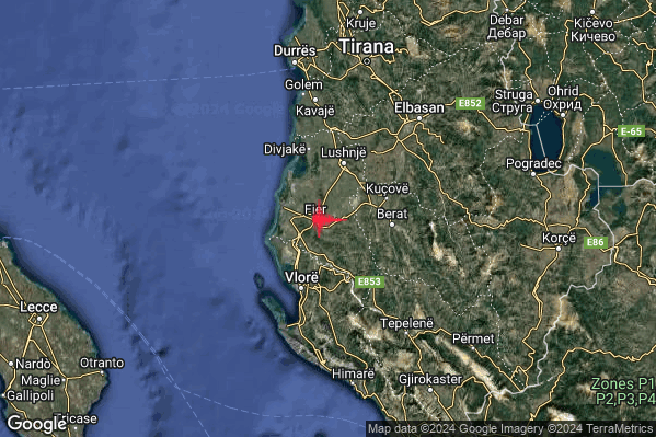 Distinto Terremoto M3.8 epicentro Costa Albanese settentrionale (ALBANIA) alle 19:32:42 (17:32:42 UTC)