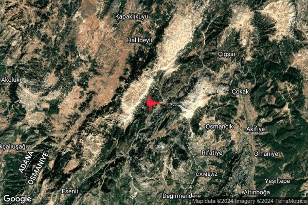 Intenso Terremoto M4.7 epicentro Turkey alle 18:07:14 (17:07:14 UTC)