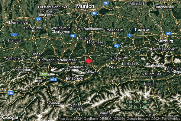 Debole Terremoto M2.5 epicentro Confine Austria-Germania (AUSTRIA GERMANIA) alle 21:54:34 (20:54:34 UTC)