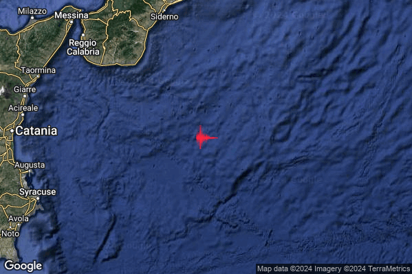 Lieve Terremoto M2.2 epicentro Mar Ionio Meridionale (MARE) alle 07:08:27 (06:08:27 UTC)