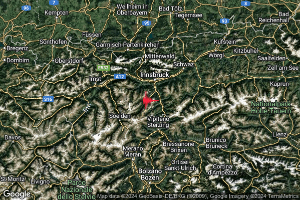 Debole Terremoto M2.4 epicentro Confine Italia-Austria (AUSTRIA) alle 05:29:49 (04:29:49 UTC)