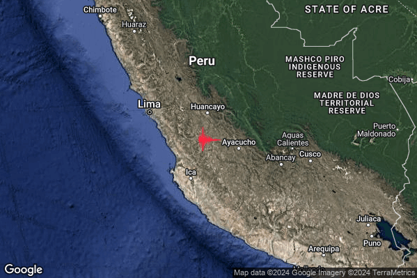 Violento Terremoto M5.8 epicentro Central Peru [Land: Peru] alle 20:39:42 (19:39:42 UTC)