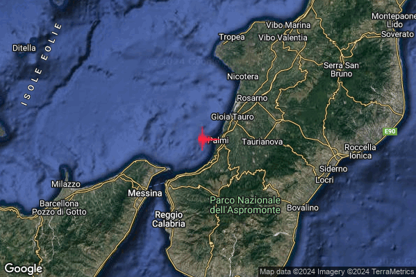 Lieve Terremoto M2.2 epicentro Stretto di Messina (Reggio di Calabria Messina) alle 09:08:18 (08:08:18 UTC)