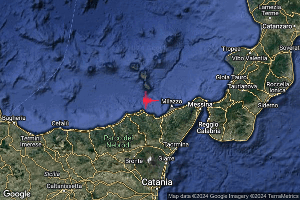 Lieve Terremoto M2.0 epicentro Costa Siciliana nord-orientale (Messina) alle 17:50:36 (16:50:36 UTC)