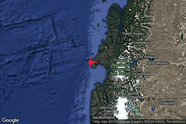 Estremo Terremoto M6.4 epicentro Southern Chile [Land: Chile] alle 12:38:01 (11:38:01 UTC)