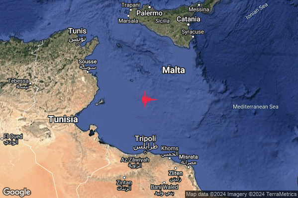 Moderato Terremoto M3.4 epicentro Libya [Sea] alle 01:23:31 (00:23:31 UTC)