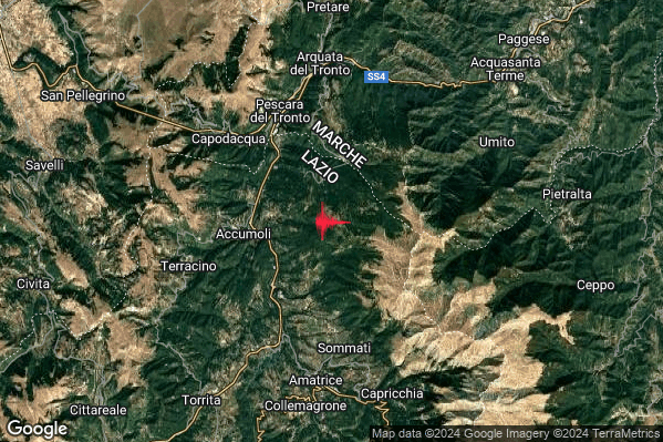 Lieve Terremoto M2.2 epicentro 4 km E Accumoli (RI) alle 08:41:21 (07:41:21 UTC)