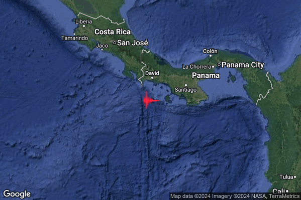 Violento Terremoto M5.8 epicentro South of Panama [Sea: Panama] alle 11:03:42 (10:03:42 UTC)