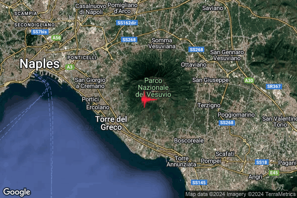 Leggero Terremoto M2.8 epicentro Vesuvio alle 20:09:40 (19:09:40 UTC)