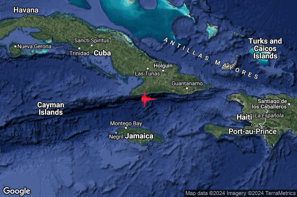 Estremo Terremoto M6.7 epicentro Cuba region [Sea: Cuba] alle 17:49:51 (16:49:51 UTC)