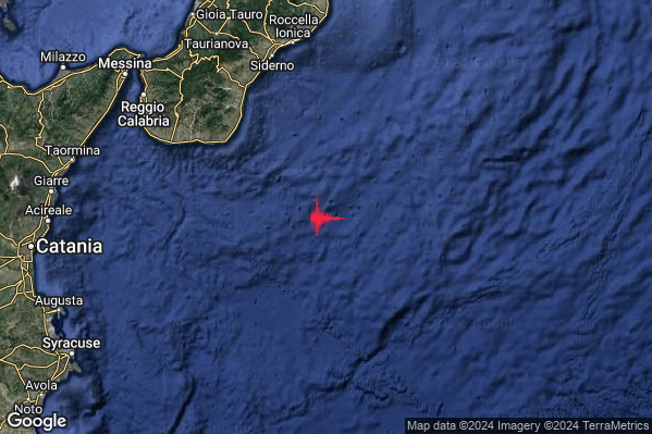 Lieve Terremoto M2.1 epicentro Mar Ionio Meridionale (MARE) alle 01:37:48 (00:37:48 UTC)