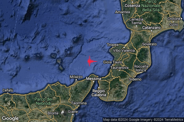 Debole Terremoto M2.5 epicentro Tirreno Meridionale (MARE) alle 02:49:57 (01:49:57 UTC)