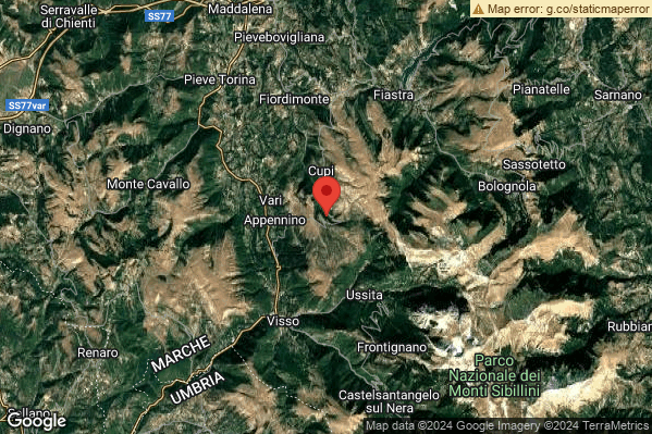 Debole Terremoto M2.7 epicentro 4 km NW Ussita (MC) alle 14:08:10 (13:08:10 UTC)