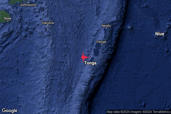 Violento Terremoto M5.7 epicentro Tonga Islands [Sea: Tonga] alle 11:42:50 (10:42:50 UTC)