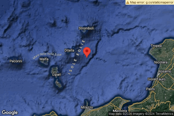 Leggero Terremoto M2.9 epicentro Isole Eolie (Messina) alle 15:38:48 (14:38:48 UTC)