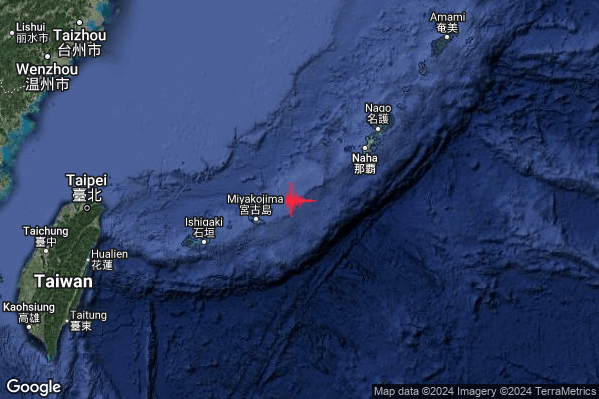 Violento Terremoto M5.7 epicentro Ryukyu Islands Japan [Sea: Japan] alle 09:46:15 (08:46:15 UTC)