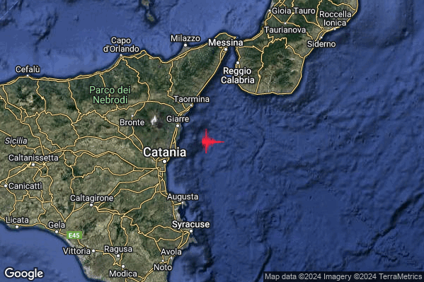 Lieve Terremoto M2.0 epicentro Costa Catanese (Catania) alle 13:54:01 (12:54:01 UTC)