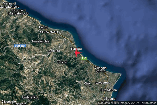 Lieve Terremoto M2.0 epicentro 4 km NE Crucoli (KR) alle 14:31:19 (13:31:19 UTC)