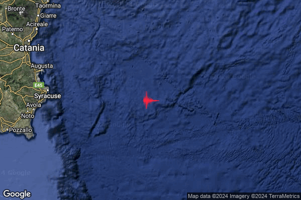 Leggero Terremoto M3.1 epicentro Mar Ionio Meridionale (MARE) alle 17:48:25 (16:48:25 UTC)