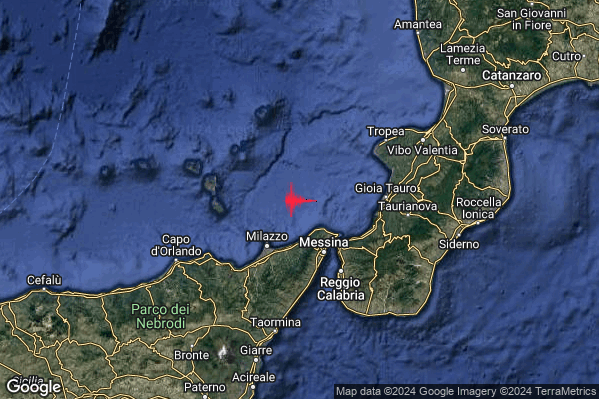 Debole Terremoto M2.7 epicentro Tirreno Meridionale (MARE) alle 15:19:59 (14:19:59 UTC)