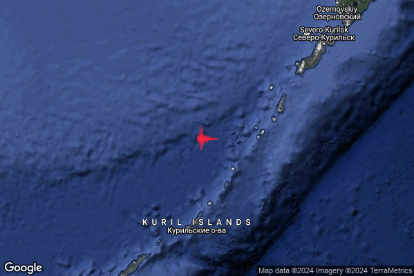 Violento Terremoto M5.9 epicentro Kuril Islands Russia [Sea: Russia] alle 11:25:00 (10:25:00 UTC)