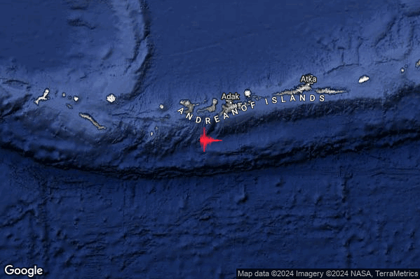 Estremo Terremoto M6.4 epicentro Andreanof Islands Aleutian Islands United States [Sea: United States] alle 20:57:10 (19:57:10 UTC)