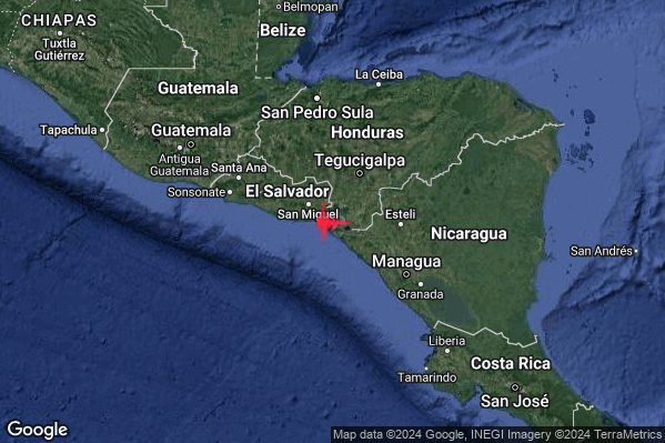 Violento Terremoto M5.7 epicentro El Salvador [Sea] alle 04:50:36 (03:50:36 UTC)