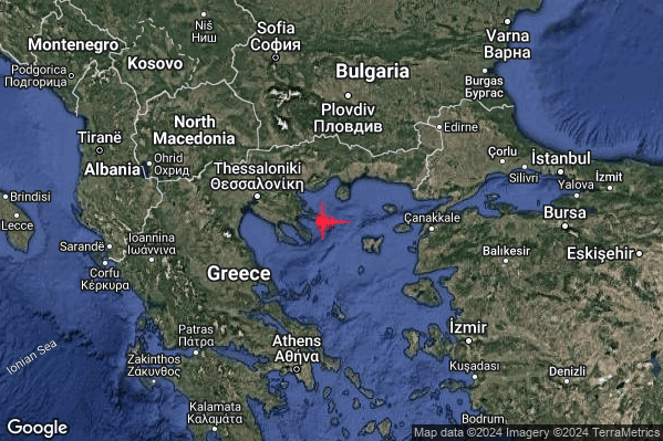 Intenso Terremoto M4.5 epicentro Greece [Sea] alle 09:12:20 (08:12:20 UTC)