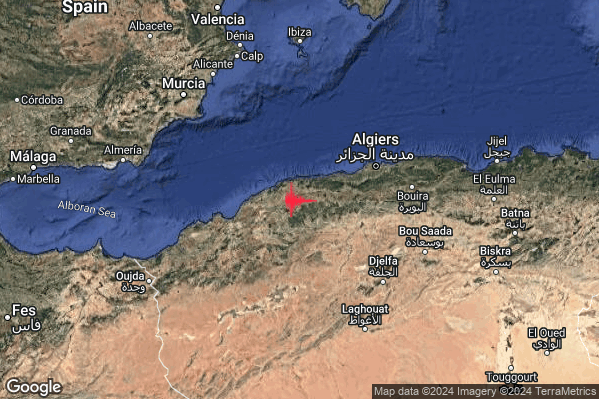 Intenso Terremoto M4.6 epicentro Northern Algeria [Land: Algeria] alle 01:09:45 (00:09:45 UTC)