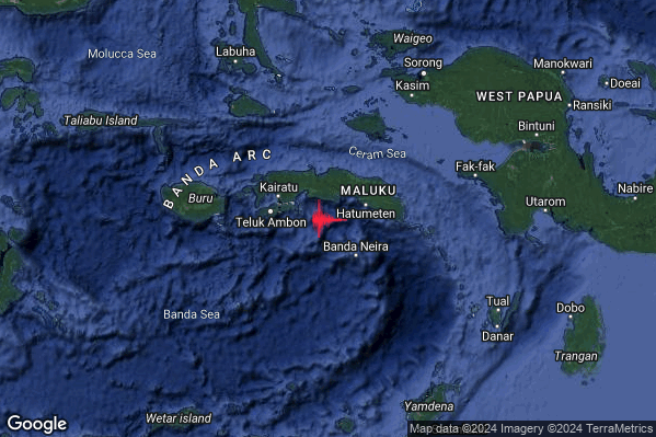 Severo Terremoto M5.5 epicentro Seram Indonesia [Sea: Indonesia] alle 11:14:46 (10:14:46 UTC)