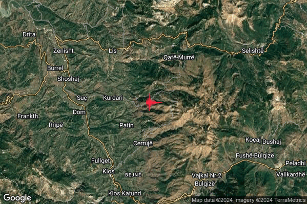 Distinto Terremoto M3.9 epicentro Albania alle 18:01:35 (17:01:35 UTC)