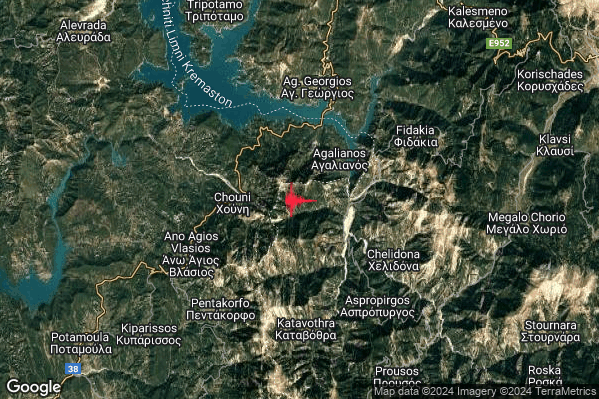 Forte Terremoto M5.0 epicentro Greece alle 17:29:58 (16:29:58 UTC)