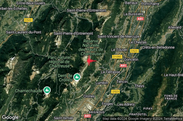 Debole Terremoto M2.5 epicentro France alle 11:25:11 (10:25:11 UTC)