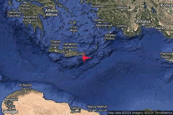 Intenso Terremoto M4.6 epicentro Crete Greece [Sea: Greece] alle 09:02:07 (08:02:07 UTC)
