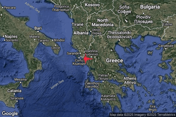 Moderato Terremoto M3.5 epicentro Greece [Land] alle 05:50:52 (04:50:52 UTC)