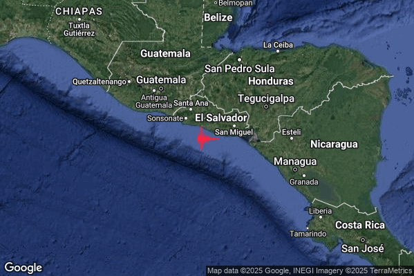 Violento Terremoto M6.1 epicentro El Salvador [Sea] alle 18:18:49 (17:18:49 UTC)