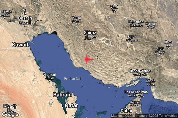 Severo Terremoto M5.5 epicentro Southern Iran [Land: Iran] alle 17:59:54 (16:59:54 UTC)