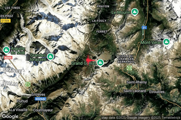 Debole Terremoto M2.3 epicentro 10 km NW Saint-Rhemy-en-Bosses (AO) alle 11:09:35 (10:09:35 UTC)