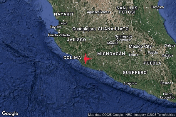 Estremo Terremoto M6.4 epicentro Near coast of Michoacan Mexico [Land: Mexico] alle 09:32:56 (08:32:56 UTC)